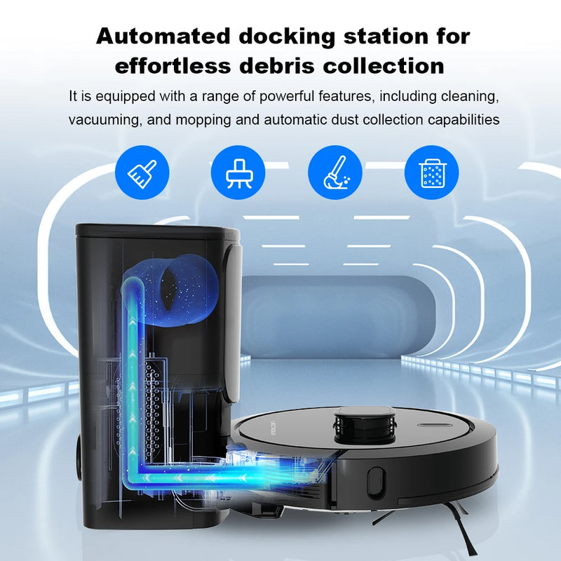 Liectroux G7 LDS Robot Vacuum Cleaner & Mop Combo,Self Empty,Laser Lidar Navigate,Multi-floor Map,6.5KPa,Carpet Boost,180Min Run