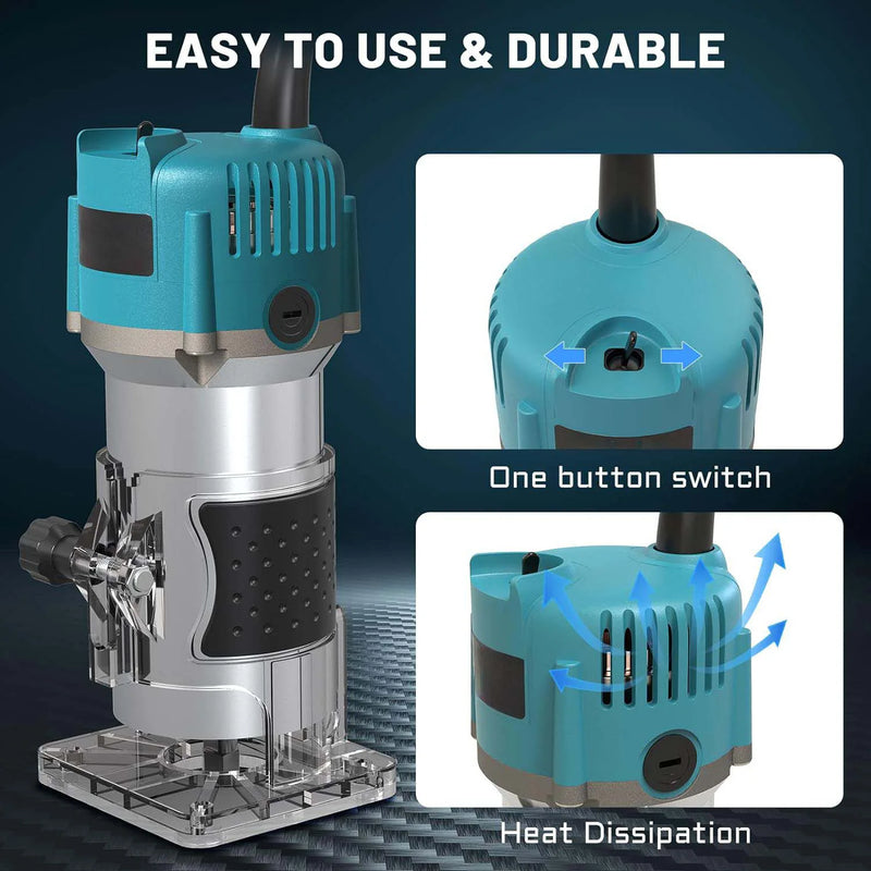 800W 30000RPM Wood Router Machine woodwork Electric Trimmer 1/4 Inch Wood Carving millilling products carenter Power drinking