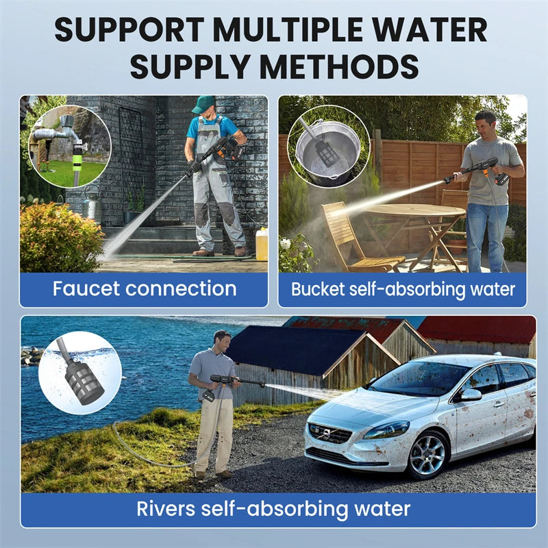 6 in 1 60Bar High Pressure Washer Car Water Gun 20000mAh Home Garden Cleaning Washing Machine Gun for Makita Battery