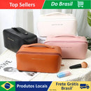 Women's Necessaire Bag for Makeup and Cosmetics Leather Large Capacity Portable Travel Bag