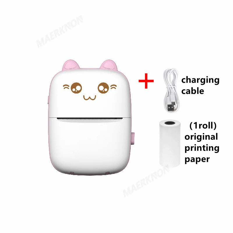 Portable Mini Thermal Printer Wirelessly BT 203dpi Photo Label Memo Wrong Question Printing With USB Cable Imprimante Portable