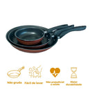 3 Pieces Nonstick Globalflon Teflon Frying Pan Set with French Egg Fries
