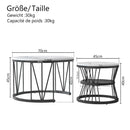 Comanlai Round Coffee Table,Set of 2 Wooden Coffee Table,Modern Side Table Set with Metal Frame for Living Room,Balcony