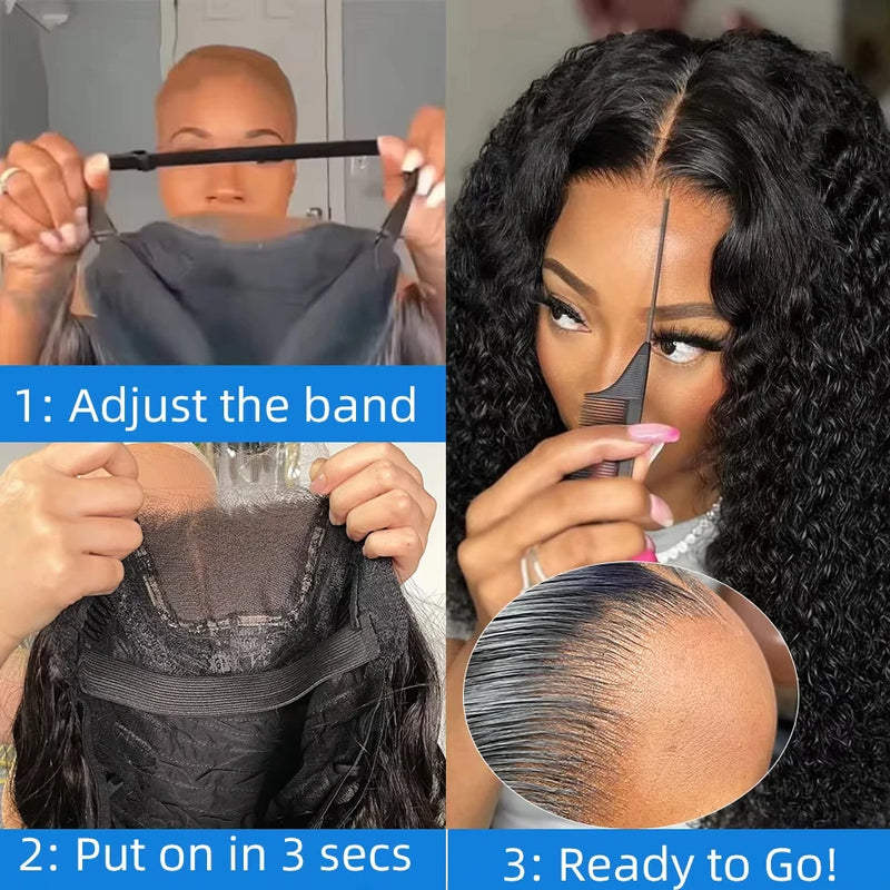 Deep Wave Human Hair Wigs Glueless Wig  Water Wave Wig Pre-Cut Lace 5x5Wear And Go Glueless Wigs Lace Front Human Hair Wig