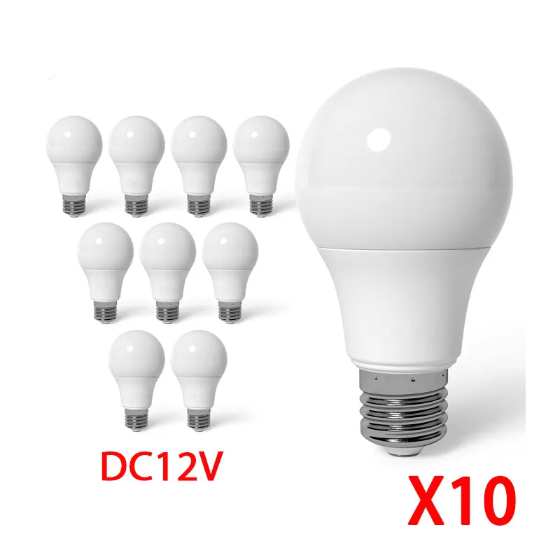 10pcs E27 LED Bulb Lights DC 12V lampada luz E27 lamp 3W 6W 9W 12W 15W 18W spot bulb Led Light Bulbs for Outdoor Lighting AP 12V