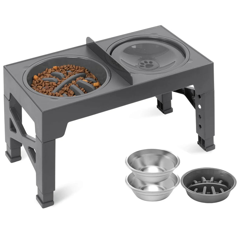 Lifting Adjustable Dog Feeder Bowls Stand  Double Stainless Steel Food Water Bowls Dry Wet Separation For Small Medium Large Dog