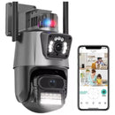 6MP 4K Dual P11 Camera-360 ° + Night Vision, LED Alarm, Waterproof, 2-Way Audio