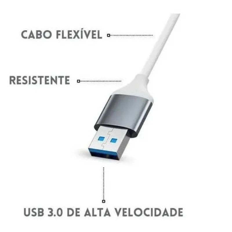 Hub Usb 3.0 4 Portas 5 Gbps Super Rapido Mouse Teclado Hd