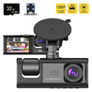 HD 1080P 3-Lens Car Camera 3 Channel Car DVRs Inside Vehicle Dash Cam Video Recorder Night Vision Dashcam With 32GB Memory Card