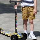 Foldable Children Scooter 3 Wheel Scooter With Graffiti Flash Wheels Kick Scooter For 2-6 Year Kids Adjustable Height 50kg