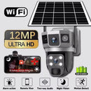 WIFI Wireless Solar Camera CCTV HD 12MP 4K Dual Lens Triple PTZ Auto Tracking Security Home Monitor V380 Pro Outdoor IP Camera