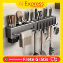 Multifunctional Kitchen Wall-Mounted Storage Rack No Drilling Support Knives Chopsticks Tubes
