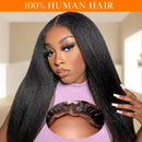 Kinky Straight Pre-cut Lace Frontal Human Hair Wigs Pre Plucked Brazilian 6x4 Glueless Wig For Women Yaki Straight Remy Hair