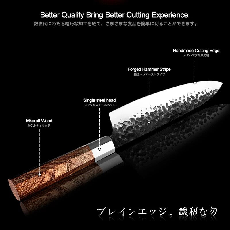Grandsharp Handmade Chef Knife Japanese Kitchen 4cr13 High Carbon Steel Gyuto PRO Slicing Cooking Tools African Wood Handle