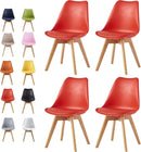 mcc direct Set of 4 Dining Chairs Wooden Legs Soft Cushion Pad Stylish DELUXE Retro Lounge Dining Office EVA