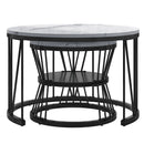 Comanlai Round Coffee Table,Set of 2 Wooden Coffee Table,Modern Side Table Set with Metal Frame for Living Room,Balcony