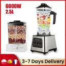 6000W Power multi-function Professional Blender 4-Blade 2-In-1 Wall Breaking Machine 2.5L Container Ice Nut Fruit mix Strong