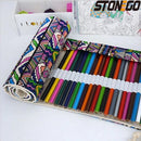 STONEGO 48/72 Holes Canvas Wrap Roll Up Pencil Pen Bag Holder Case Storage Pouch