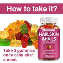 Haare, Haut & Nägel + Kollagen-Gummibärchen – Fördert gesunde Haut, Gelenke, Haare, Nägel, Antioxidantien – 60 Gummibärchen