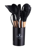 Set of 12 Silicone Kitchen Utensils Spatulas with Wooden Handle