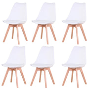 The Nordic Six | Set of 6 PU Padded Dining Chairs with Solid Beech Legs