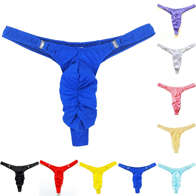 Men's G-Strings Sexy Underwear T-back Breathable Thong With Buckle Solid Color Underpants Male Intimates