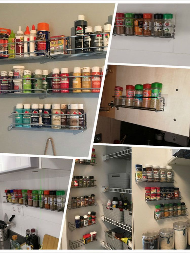 Wall Mount Spice Rack Organizer for Cabinet Spice Shelf  Seasoning Organizer Pantry Door Organizer Spice Storage