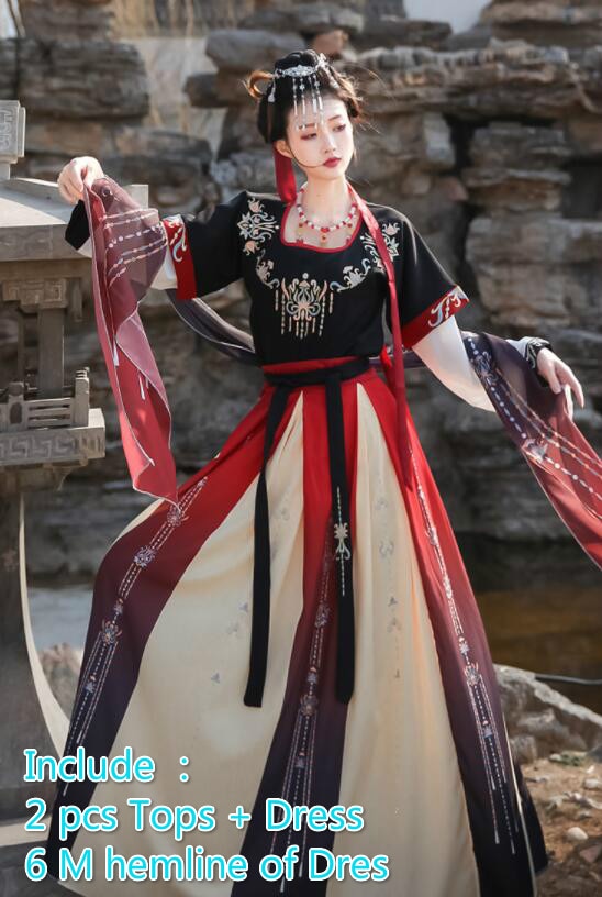Ancient Hanfu Folk Dance Costume Women Traditional Hanfu Clothing Han Dynasty Oriental Princess Elegance Tang Dynasty Dance Wear