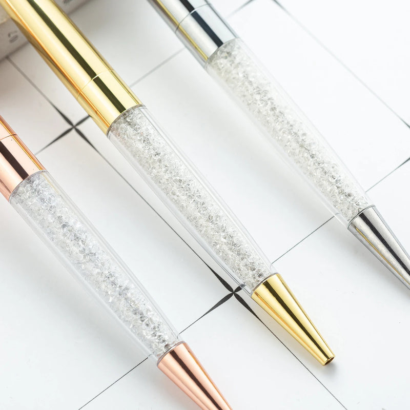 1 Pieces Lytwtw's Crystal Ballpoint Pen Stationery Office School Supply Spinning Metal High Quality Luxury Roller Rose Gold