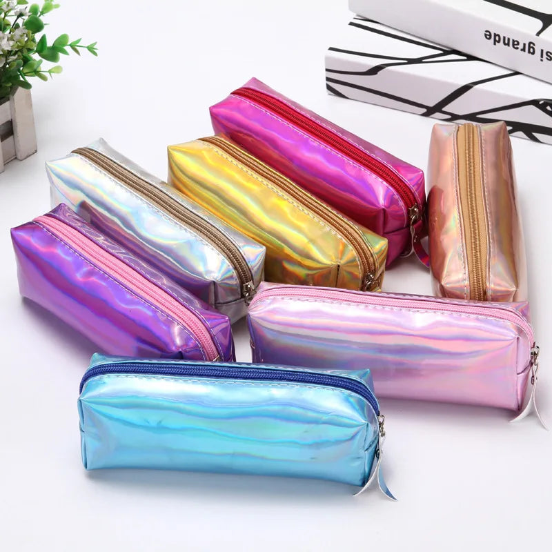 1 Pcs Kawaii Pencil Case Laser girl's heart is simple School Pencil Box Pencilcase Pencil Bag School Supplies Stationery