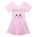 BAOHULU Cotton Dress for Girls Sleeveless Ballet Pink Color Ballet Tutu Carton Print Princess Dance Wear Ballerina Pink Dress