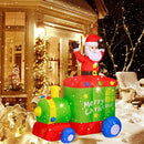 180cm Christmas Lighted Inflatable Santa Claus with Train LED Light Toy Christmas Outdoor Decoration Yard Prop Parties Ornament