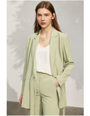 Amii-abrigo minimalista de manga larga para mujer, pantalones de traje informales con solapa sólida y cinturón, novedad de primavera, 12140246