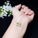 Classic Silver Long Drop Earrings for Party Natural Peridot Drop Earring 925 Silver Peridot Drop Earrings Gemstone Drop Earrings