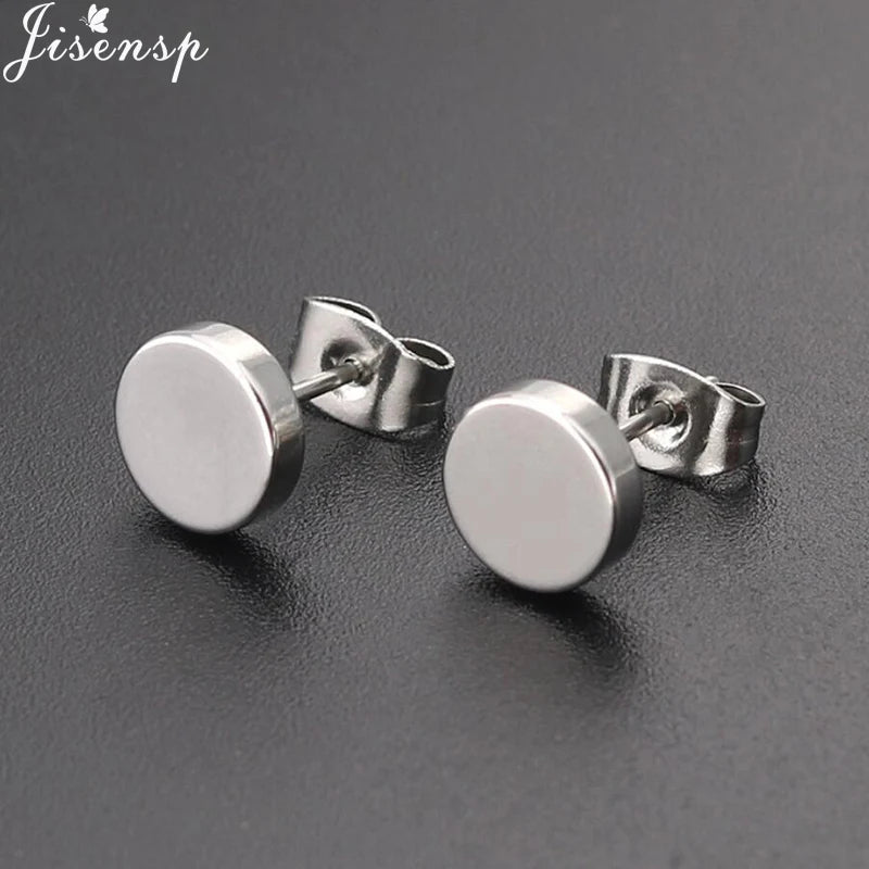 Multiple Stainless Steel Stud Earrings for Women Kids Black Minimalist Round Star Moon Cross Earring 2024 Jewelry Accessories