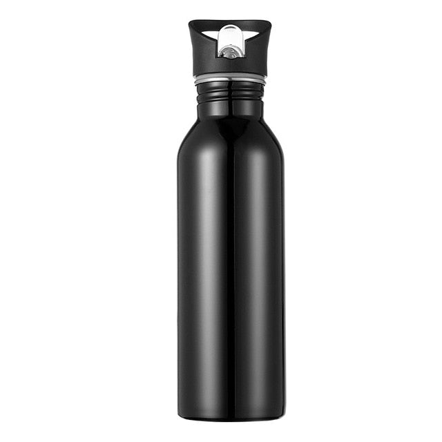 750ml Sports Outdoor Straw Water Bottle 304 Stainless steel Portable Handle Lid Water Bottle With Mountaineering Buckle Kettle