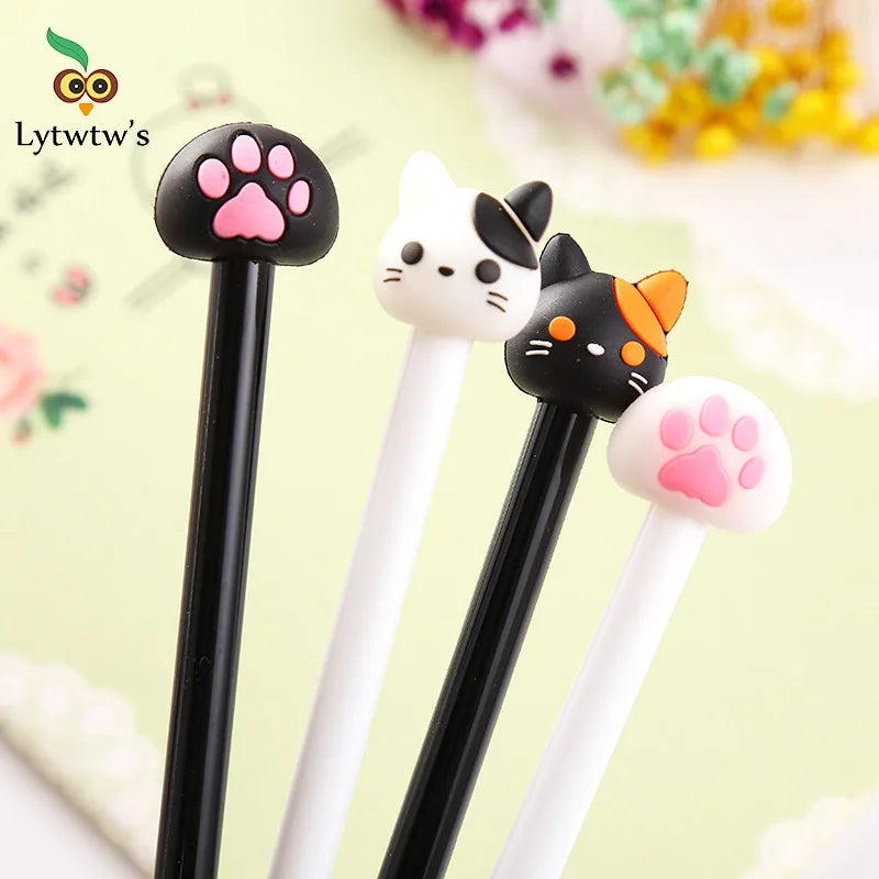 1 Pcs Lytwtw's Cartoon Cat Claw Paw Kawaii Cute School Supply Office Stationery Gel Pen Handles Creative sweet black cat lovely