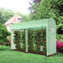 Outsunny Gewächshaus Gartenschuppen Tunnelgewächshaus mit 4 Fenstern und 2 Türen aus PE und Stahl 300x100x200 cm Grün