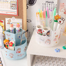 MINKYS Multifunktionaler 3-Gitter 360-Grad drehbarer Stifthalter Schreibtisch-Organizer Große Kapazität Bleistiftbox Schulbriefpapier