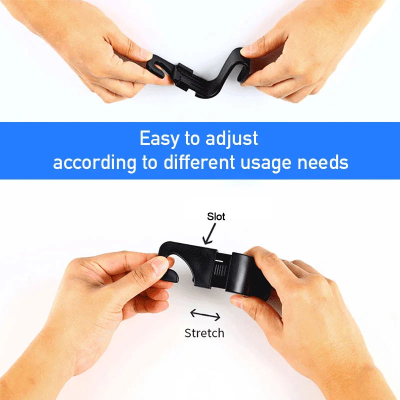 4pcs Car Seat Hook Headrest Hanger Universal Seat Back Stretchable Hook for Bags Handbags Clothes Multifunctional Clips Bracket