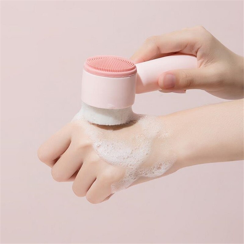 Portable Double Side Silicone Facial Cleanser Brush Soft Hair Face Massage Washing Brush Blackhead Remover Skin Care Tool 20