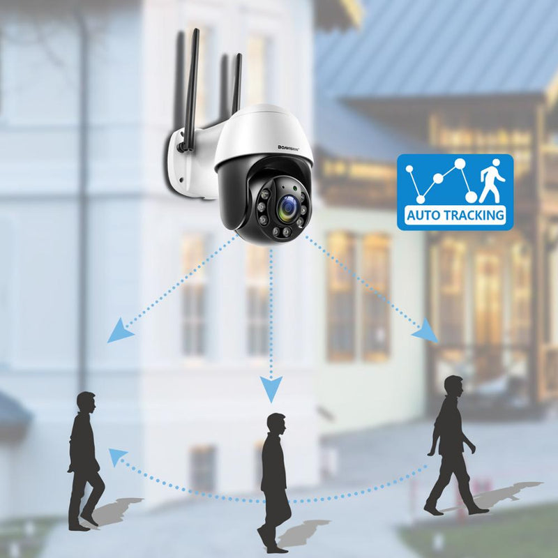 1080P Security Camera Outdoor AI Auto Tracking 2.4G WiFi Home Surveillance Camera Two Way Audio Full Color 150ft IR Night Vision