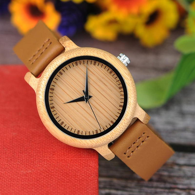 BOBO BIRD Bamboo Man Watch Leather Men's Wristwatch Quartz Wrist Watch 2020 Simple Woman Watches Clock Wooden Timepieces