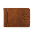 GENODERN Slim Wallets for Men Crazy Horse Cow Leather Short Mini Men Wallet Thin Male Purse