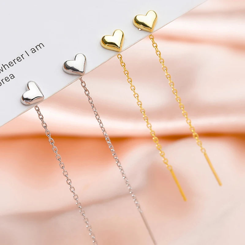 XIYANIKE Silver Color  Newly Popular Sweet Love Heart Long Stud Earring For Women Simple Exquisite Wedding Jewelry Gift