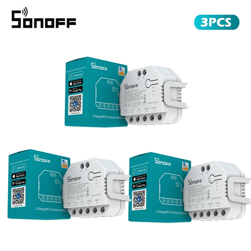 SONOFF DUAL R3 2 Gang Dual Relay Module DIY MINI Smart Switch Power Metering Smart Home Control via eWeLink Alexa Google Home