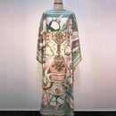 Africa Fashion Blogger Recommend Popular printed Silk Kaftan Maxi dresses Loose Summer Beach Bohemian kaftan long dress for lady