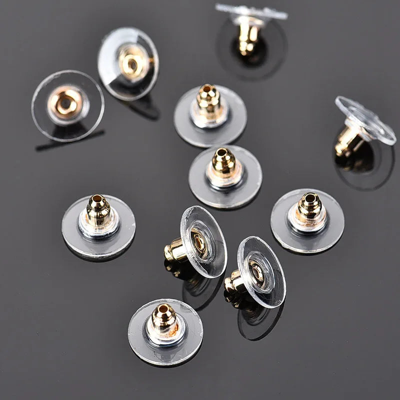 100pcs/lot Rubber Earring Backs Hooks Stoppers Round Ear Plug  Blocked Caps Earring Sleeves For Jewelry Making DIY Accessories