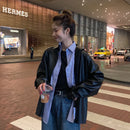 oversized PU leather blouses Basic Coat Women Motor Biker Jacket Spring Autumn Black Faux Leather jackets