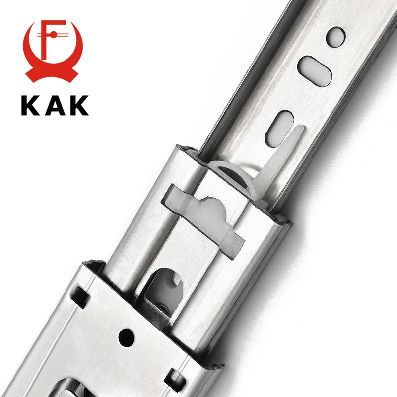 KAK 10" - 22" Stainless Steel Drawer Slides Soft Close Drawer Track Rail Sliding Three-Section Cabinet Slides Furniture Hardware